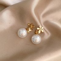 1 Pair Elegant Flower Plating Inlay Alloy Artificial Gemstones Artificial Pearls Gold Plated Drop Earrings sku image 2
