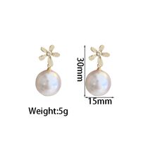 1 Pair Elegant Flower Plating Inlay Alloy Artificial Gemstones Artificial Pearls Gold Plated Drop Earrings sku image 1