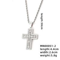 304 Stainless Steel Titanium Steel K Gold Plated Rhodium Plated Hip-Hop Vintage Style Plating Inlay Cross Zircon Pendant Necklace sku image 2