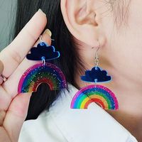 1 Pair Simple Style Clouds Rainbow Patchwork Metal Ear Hook main image 4