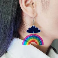 1 Pair Simple Style Clouds Rainbow Patchwork Metal Ear Hook main image 3