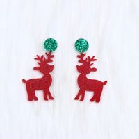 1 Pair Simple Style Christmas Tree Christmas Socks Deer Patchwork Arylic Drop Earrings sku image 1