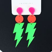1 Pair Sweet Round Lightning Spray Paint Arylic Drop Earrings sku image 1