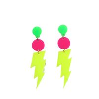1 Pair Sweet Round Lightning Spray Paint Arylic Drop Earrings main image 3
