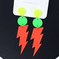 1 Pair Sweet Round Lightning Spray Paint Arylic Drop Earrings sku image 2