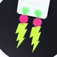 1 Pair Sweet Round Lightning Spray Paint Arylic Drop Earrings sku image 3