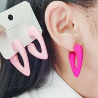 Wholesale Jewelry Cute Sweet Heart Shape Arylic Spray Paint Ear Studs main image 4