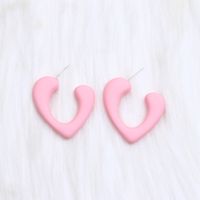 Wholesale Jewelry Cute Sweet Heart Shape Arylic Spray Paint Ear Studs sku image 1
