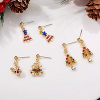 1 Pair Cute Christmas Tree Snowflake Elk Plating Alloy Drop Earrings main image 5
