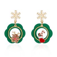 1 Pair Cute Christmas Tree Snowflake Elk Plating Alloy Drop Earrings main image 4