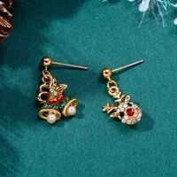 1 Pair Cute Christmas Tree Snowflake Elk Plating Alloy Drop Earrings sku image 4