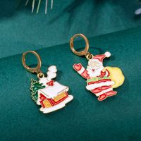 1 Pair Cute Christmas Tree Snowflake Elk Plating Alloy Drop Earrings sku image 1