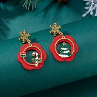 1 Pair Cute Christmas Tree Snowflake Elk Plating Alloy Drop Earrings sku image 7