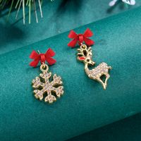 1 Pair Cute Christmas Tree Snowflake Elk Plating Alloy Drop Earrings sku image 3