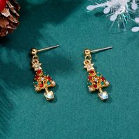 1 Pair Cute Christmas Tree Snowflake Elk Plating Alloy Drop Earrings sku image 6