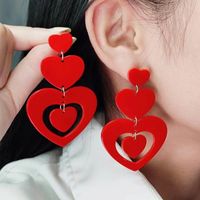 1 Pair Exaggerated Sweet Geometric Heart Shape Printing Arylic Drop Earrings main image 3