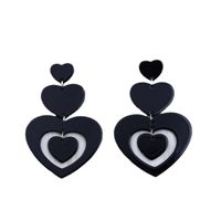 1 Pair Exaggerated Sweet Geometric Heart Shape Printing Arylic Drop Earrings main image 2