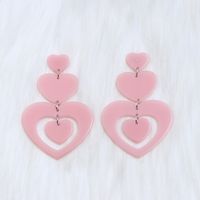 1 Pair Exaggerated Sweet Geometric Heart Shape Printing Arylic Drop Earrings sku image 3