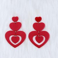 1 Pair Exaggerated Sweet Geometric Heart Shape Printing Arylic Drop Earrings sku image 5