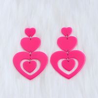 1 Pair Exaggerated Sweet Geometric Heart Shape Printing Arylic Drop Earrings sku image 6