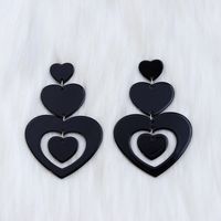 1 Pair Exaggerated Sweet Geometric Heart Shape Printing Arylic Drop Earrings sku image 4