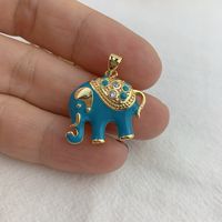 Vintage Style Elephant Copper Enamel Plating Inlay Zircon Charms main image 5