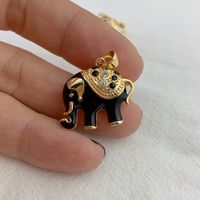 Vintage Style Elephant Copper Enamel Plating Inlay Zircon Charms sku image 2