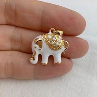 Vintage Style Elephant Copper Enamel Plating Inlay Zircon Charms sku image 1