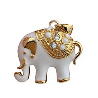Vintage Style Elephant Copper Enamel Plating Inlay Zircon Charms main image 2