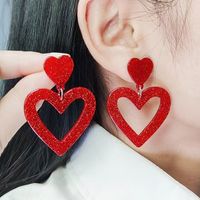 1 Pair Simple Style Geometric Heart Shape Spray Paint Arylic Drop Earrings main image 1