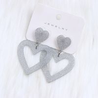 1 Pair Simple Style Geometric Heart Shape Spray Paint Arylic Drop Earrings sku image 1