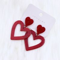 1 Pair Simple Style Geometric Heart Shape Spray Paint Arylic Drop Earrings sku image 4