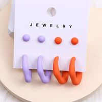 1 Set Simple Style Geometric Solid Color Spray Paint Arylic Ear Studs sku image 3