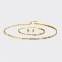 Elegant Lady Geometric Copper Zircon Bracelets Earrings Necklace In Bulk main image 1