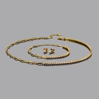 Elegant Lady Geometric Copper Zircon Bracelets Earrings Necklace In Bulk sku image 7