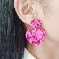 1 Pair Sweet Geometric Heart Shape Printing Arylic Drop Earrings main image 3