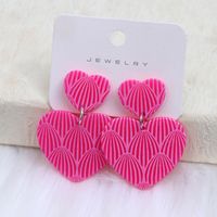 1 Pair Sweet Geometric Heart Shape Printing Arylic Drop Earrings sku image 1
