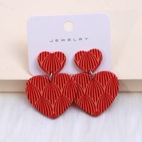 1 Paire Sucré Géométrique Forme De Cœur Impression Arylique Boucles D'oreilles sku image 2