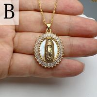 Simple Style Commute Round Copper Zircon Pendant Necklace In Bulk sku image 3