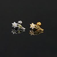 1 Piece Simple Style Classic Style Geometric Butterfly Inlay Copper Zircon Ear Studs main image 4