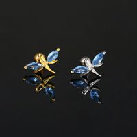 1 Piece Simple Style Classic Style Geometric Butterfly Inlay Copper Zircon Ear Studs main image 3