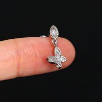 1 Piece Simple Style Classic Style Geometric Butterfly Inlay Copper Zircon Ear Studs sku image 10