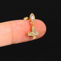 1 Piece Simple Style Classic Style Geometric Butterfly Inlay Copper Zircon Ear Studs sku image 12