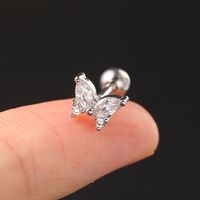 1 Piece Simple Style Classic Style Geometric Butterfly Inlay Copper Zircon Ear Studs sku image 9