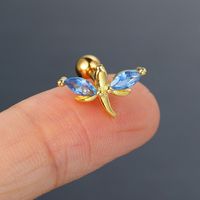 1 Piece Simple Style Classic Style Geometric Butterfly Inlay Copper Zircon Ear Studs sku image 5