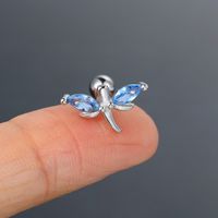 1 Piece Simple Style Classic Style Geometric Butterfly Inlay Copper Zircon Ear Studs sku image 2