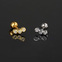 1 Piece 1 Pair Elegant Streetwear Geometric Inlay Copper Zircon Ear Studs main image 4
