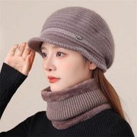 Women's Basic Solid Color Curved Eaves Wool Cap sku image 3