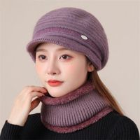 Women's Basic Solid Color Curved Eaves Wool Cap sku image 1