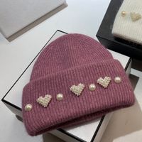 Women's Sweet Heart Shape Pearl Eaveless Wool Cap sku image 8